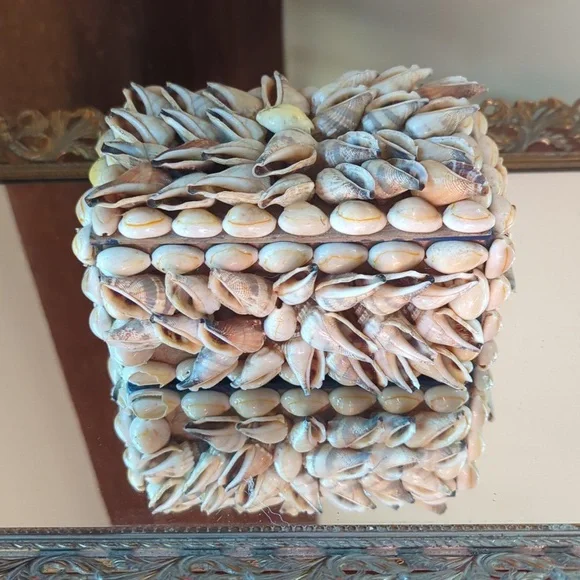 Vintage Handmade Seashell Trinket Box, Keepsake Box Jewelry Box - Picture 1 of 6